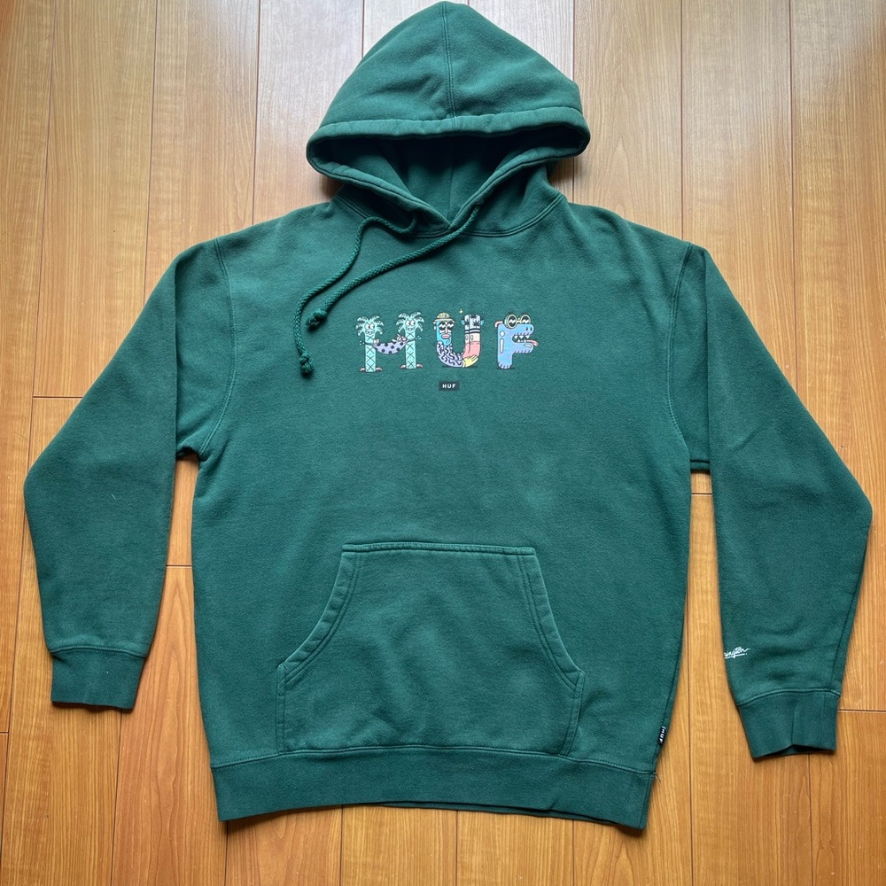 Steven Harrington X HUF Worldwide Green Hoodie Size M LIMITED EDITION